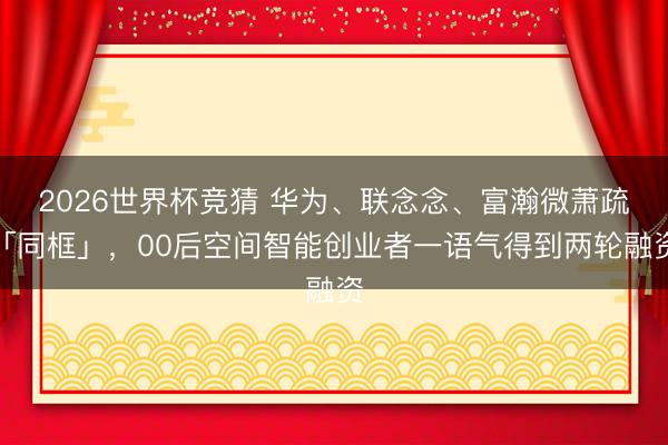 2026世界杯竞猜 华为、联念念、富瀚微萧疏「同框」，00后空间智能创业者一语气得到两轮融资