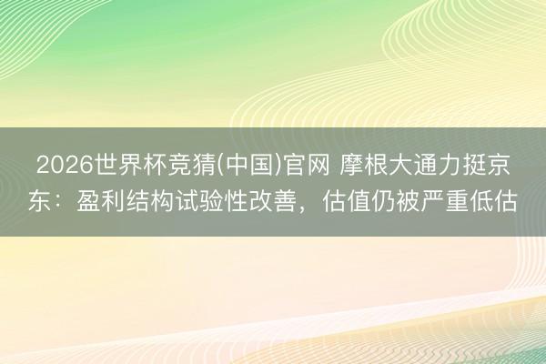2026世界杯竞猜(中国)官网 摩根大通力挺京东：盈利结构试验性改善，估值仍被严重低估