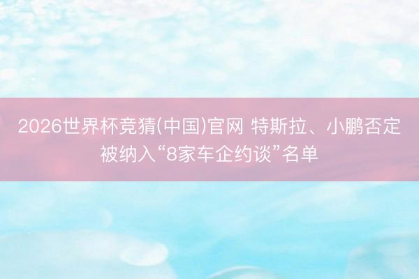 2026世界杯竞猜(中国)官网 特斯拉、小鹏否定被纳入“8家车企约谈”名单
