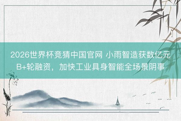 2026世界杯竞猜中国官网 小雨智造获数亿元B+轮融资，加快工业具身智能全场景阴事