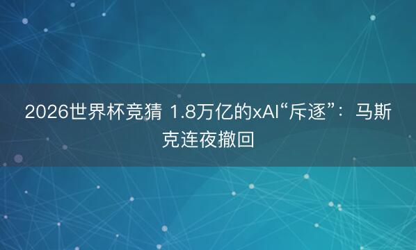2026世界杯竞猜 1.8万亿的xAI“斥逐”：马斯克连夜撤回