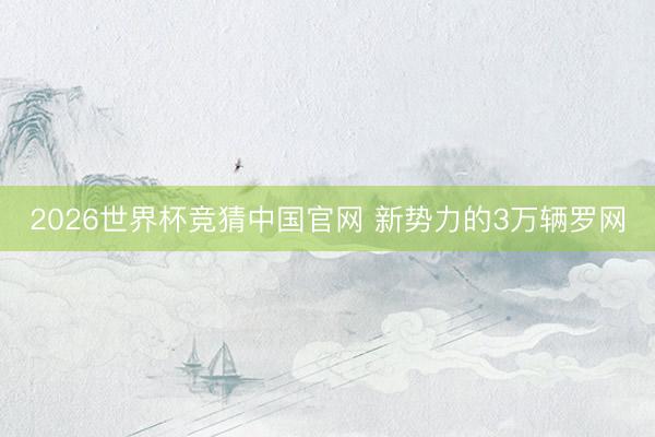2026世界杯竞猜中国官网 新势力的3万辆罗网