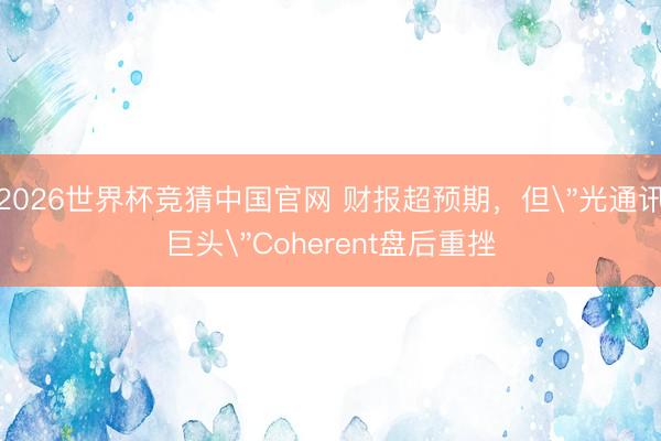 2026世界杯竞猜中国官网 财报超预期，但