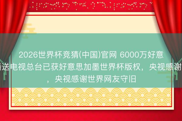 2026世界杯竞猜(中国)官网 6000万好意思元！中央播送电视总台已获好意思加墨世界杯版权，央视感谢世界网友守旧