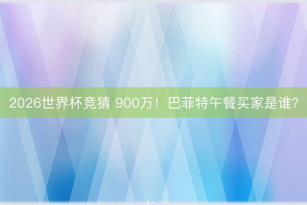 2026世界杯竞猜 900万！巴菲特午餐买家是谁？