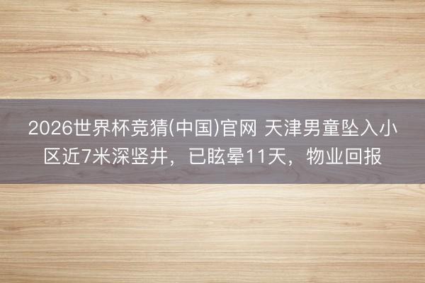 2026世界杯竞猜(中国)官网 天津男童坠入小区近7米深竖井，已眩晕11天，物业回报