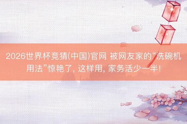 2026世界杯竞猜(中国)官网 被网友家的“洗碗机用法”惊艳了, 这样用, 家务活少一半!