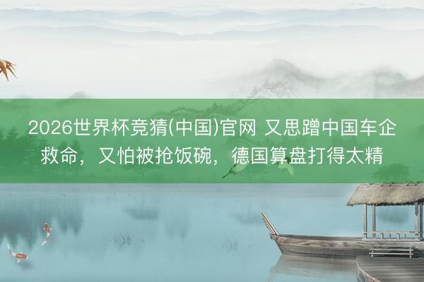 2026世界杯竞猜(中国)官网 又思蹭中国车企救命，又怕被抢饭碗，德国算盘打得太精
