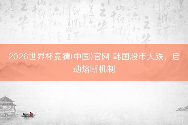 2026世界杯竞猜(中国)官网 韩国股市大跌，启动熔断机制