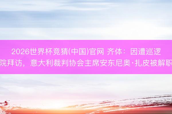 2026世界杯竞猜(中国)官网 齐体：因遭巡逻院拜访，意大利裁判协会主席安东尼奥·扎皮被解职