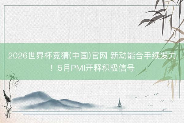 2026世界杯竞猜(中国)官网 新动能合手续发力！5月PMI开释积极信号