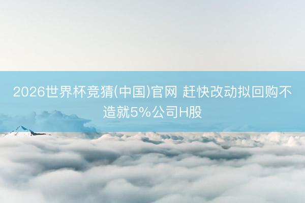 2026世界杯竞猜(中国)官网 赶快改动拟回购不造就5%公司H股