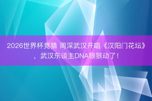 2026世界杯竞猜 周深武汉开唱《汉阳门花坛》，武汉东谈主DNA狠狠动了！