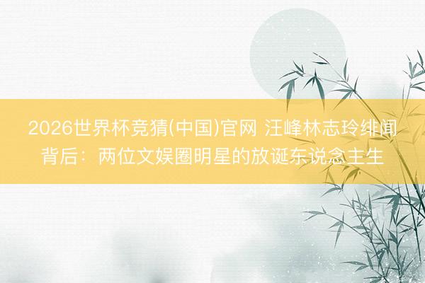 2026世界杯竞猜(中国)官网 汪峰林志玲绯闻背后:两位文娱圈明星的放诞东说念主生