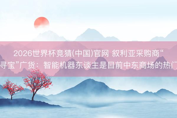 2026世界杯竞猜(中国)官网 叙利亚采购商“寻宝”广货:智能机器东谈主是目前中东商场的热门