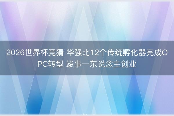 2026世界杯竞猜 华强北12个传统孵化器完成OPC转型 竣事一东说念主创业