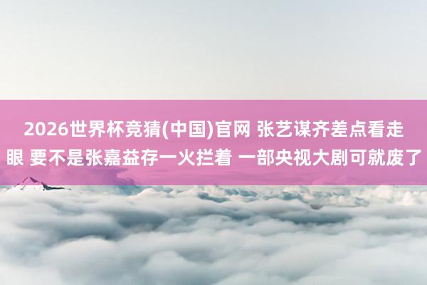 2026世界杯竞猜(中国)官网 张艺谋齐差点看走眼 要不是张嘉益存一火拦着 一部央视大剧可就废了